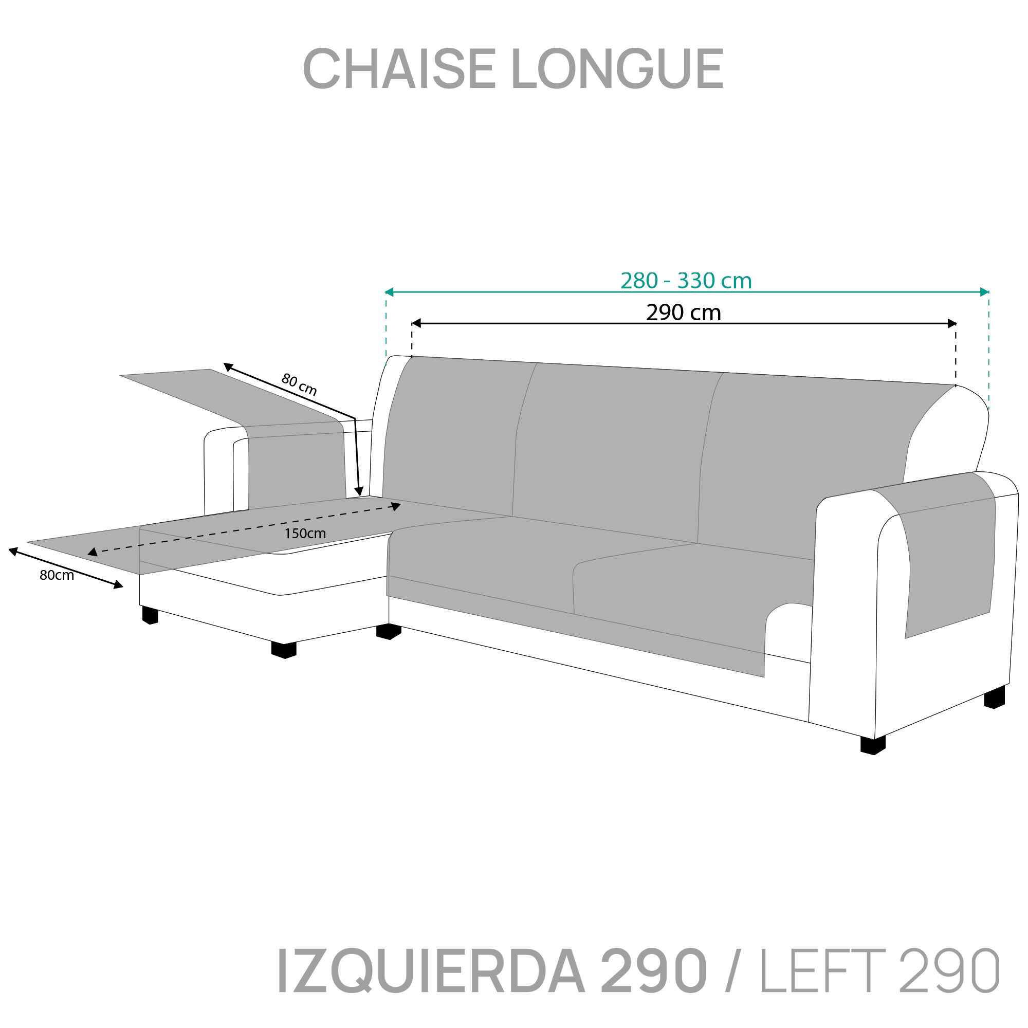 Vipalia Protector Cubre Sof&aacute; Chaise Izquierdo 290 Color Teja Modelo Brisa, , large Imagen numero 5