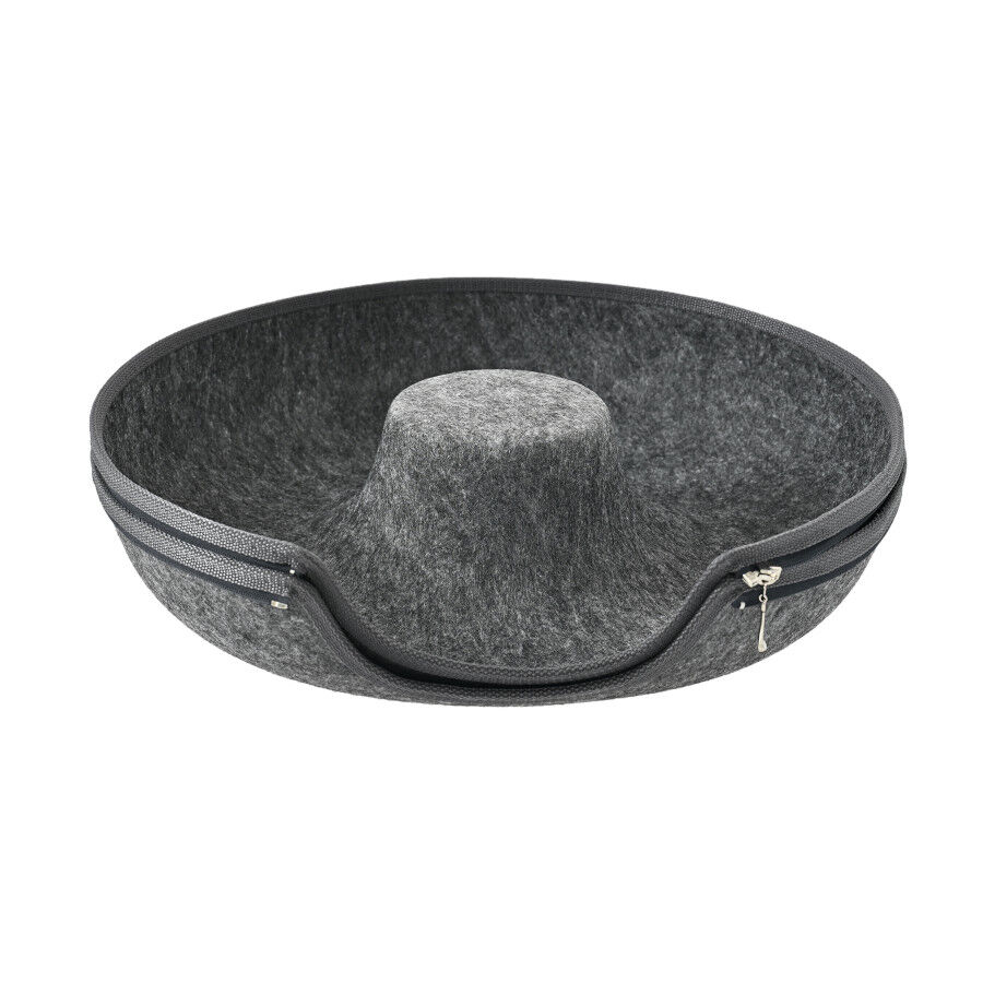 Leeby Cama T&uacute;nel Fieltro Gris para gatos, , large Imagen numero 3