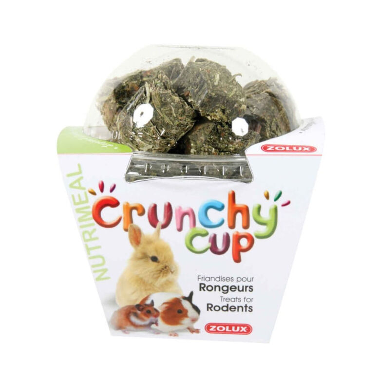 Zolux Crunchy Cup alfalfa y zanahoria snacks para roedores thumbnail