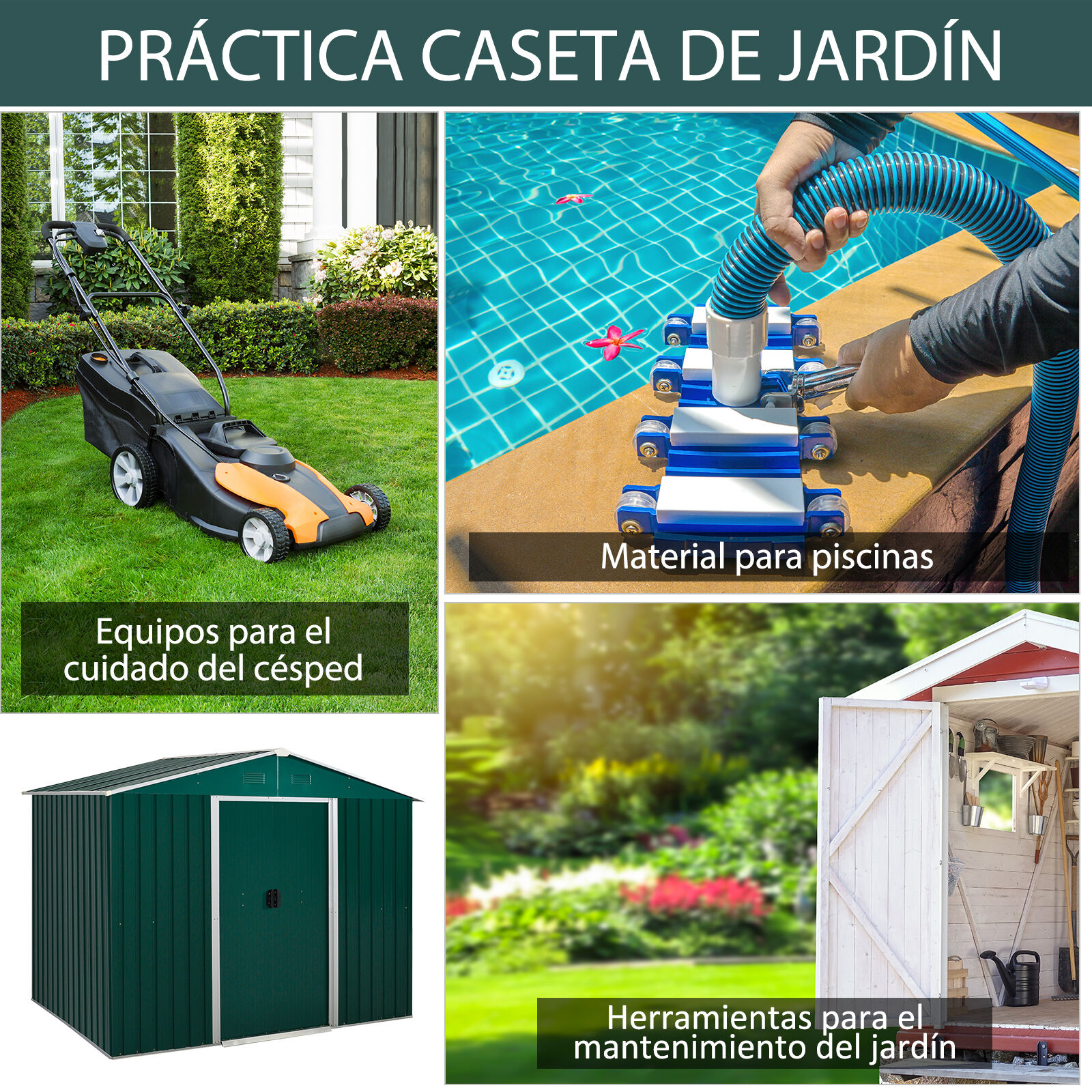Outsunny Caseta De Jardín Verde thumbnail