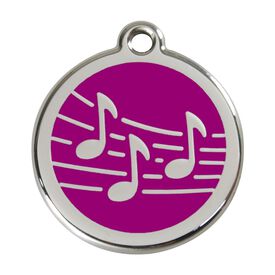 Red Dingo Placa identificativa Acero Inoxidable Esmalte Música Morado para perros