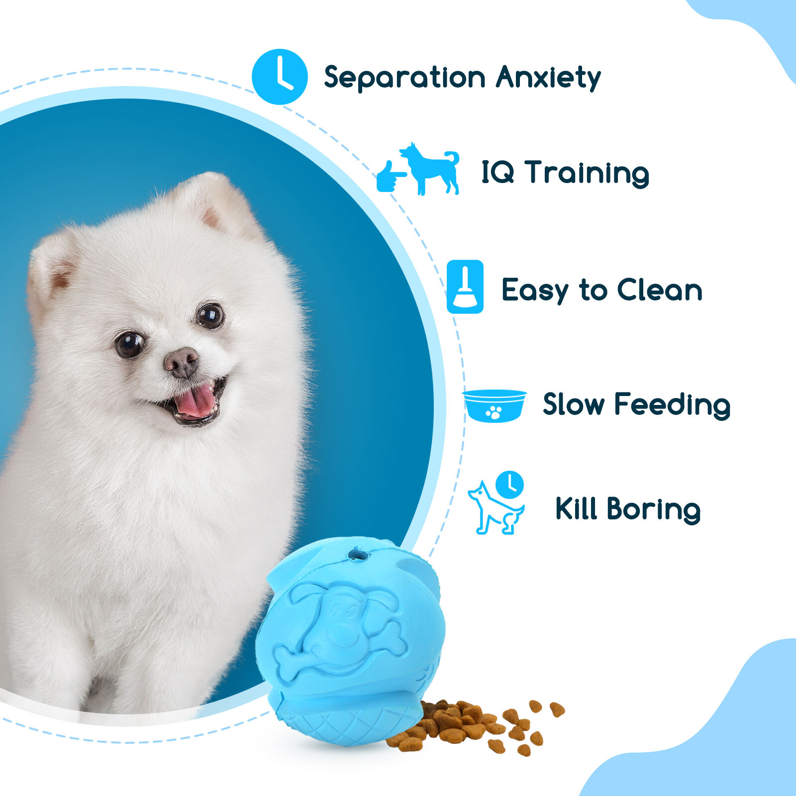 Nobleza Pelota Perros, Pelota de Juguete para Perros, Dispensador de Aperitivos Interactivo Mascotas, Pelota Fun para Masticar Jugar Entrenamiento, Bolas de Caucho Natural &Oslash; 6 cm, , large Imagen numero 2