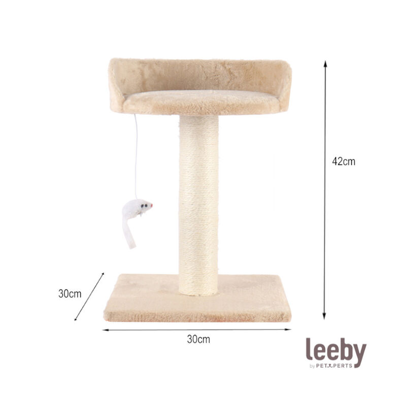 Leeby Tigrou rascador con cama y juguete beige para gatos thumbnail
