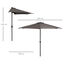 Outsunny Sombrilla 269x138x236 cm Parasol de Jardín con Manivela y Forma Semicircular para Exterior Terraza Patio Piscina Gris, , large indicador imagen numero 3