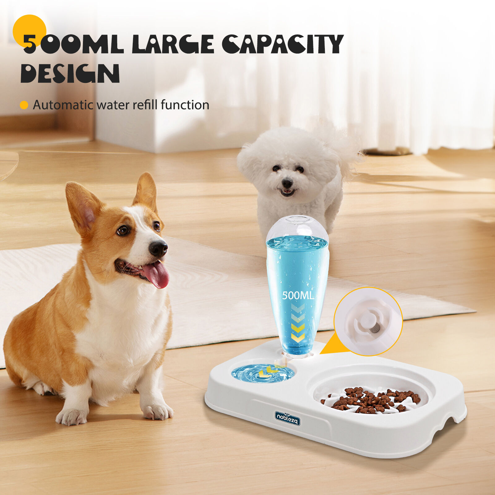 Nobleza-3 En 1 Comedero para Gatos,Bebedero Autom&aacute;tico para Gatos,500ml Dispensador Autom&aacute;tico Tazones para Mascotas Peque&ntilde;os,15&deg;Gatos Elevado,Cuenco Slow Food, , large Imagen numero 5