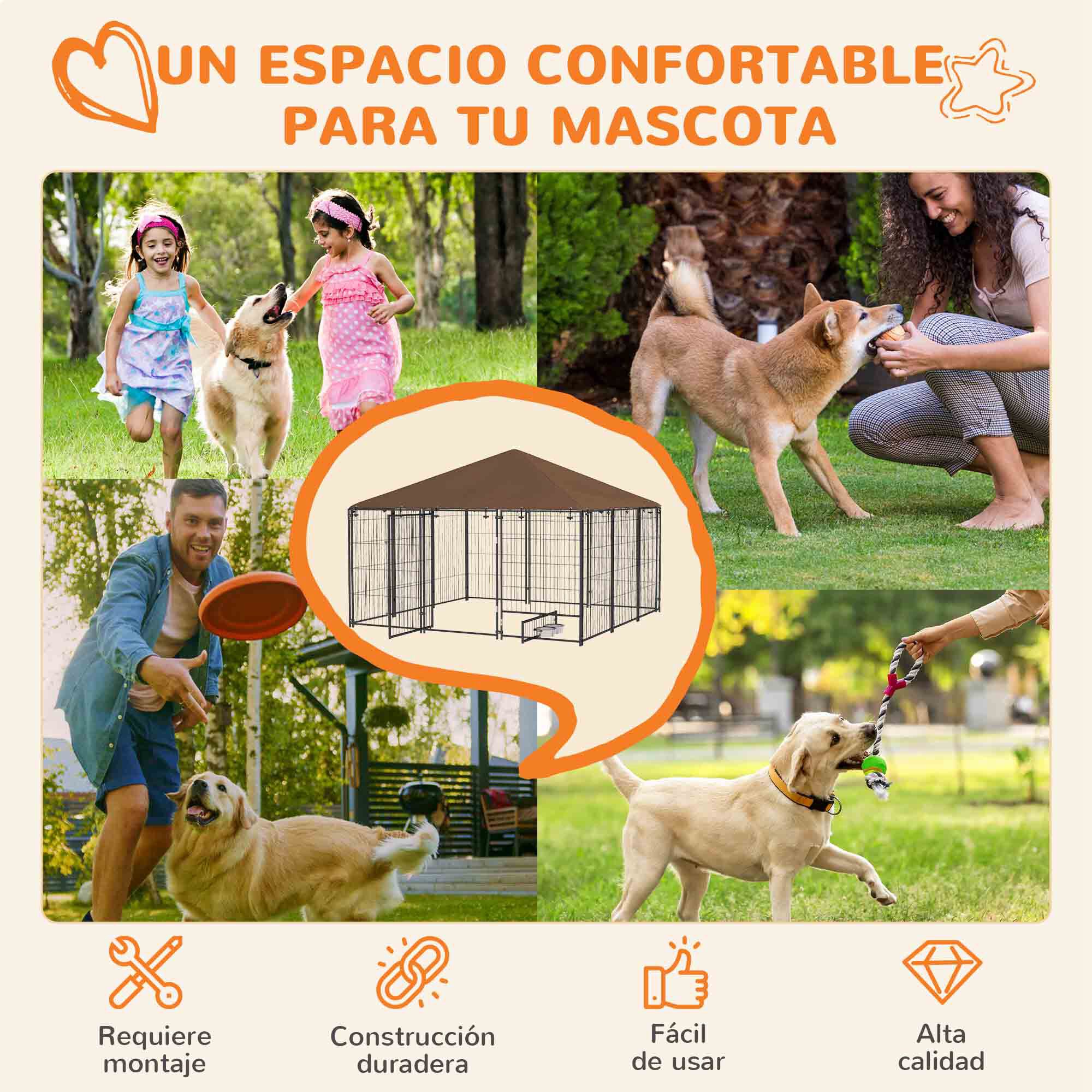 PawHut Perrera con Toldo para perros, , large Imagen numero 4