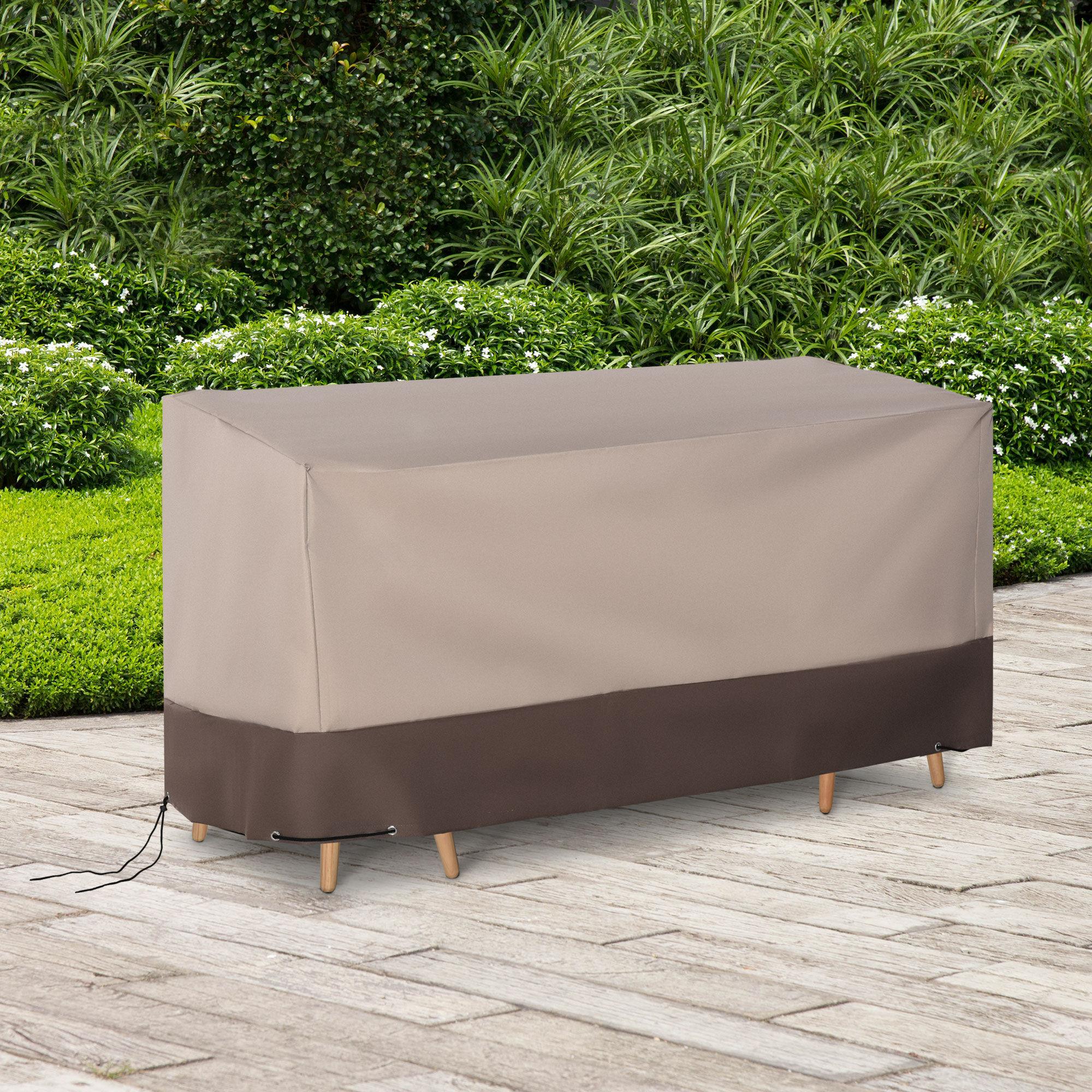 Outsunny Funda para Muebles de Jard&iacute;n 600D Oxford Protecci&oacute; contra el Polvo los Rayos UV Cubierta para Mobiliario Exterior 127x72x76 cm para Mesas Sillas Sof&aacute;s Marr&oacute;n, , large Imagen numero 2