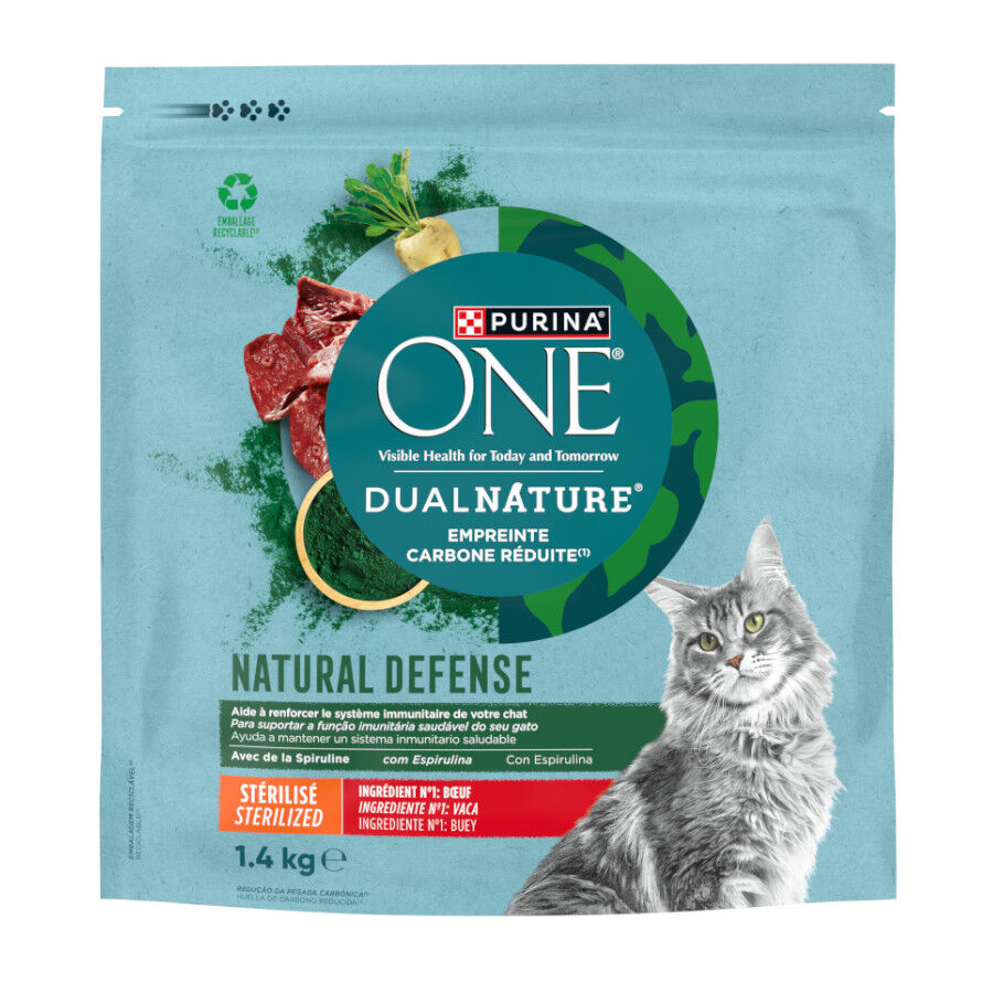 1,4 Kg Purina ONE Natural Defense Buey para gatos, , large Imagen numero 1
