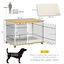 PawHut Jaula para Perros para Interior en Casa 90x58x62,5 cm Mueble Perrera Superficie Mesa Auxiliar con Coj&iacute;n Lavable Puerta con Cerradura y Rejillas de Acero Roble, , large indicador imagen numero 3