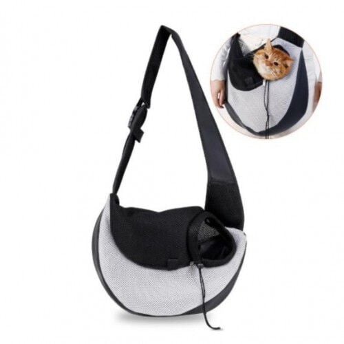 Bolso bandolera para perro y gato color Negro y Gris Tiendanimal