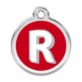 Red Dingo Placa identificativa Acero Inoxidable Esmalte Alfabeto Letra R Rojo para perros