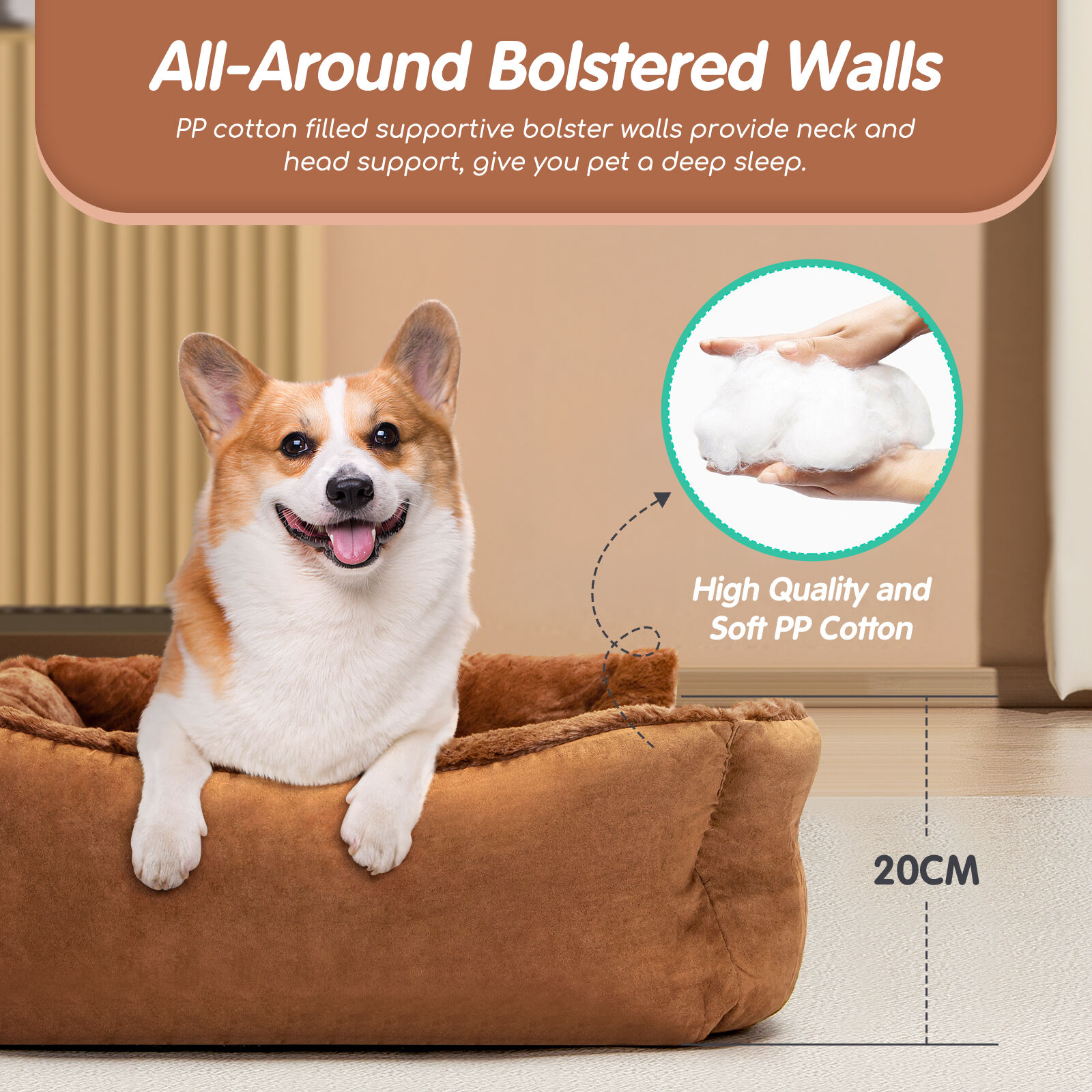 Nobleza Cama Perro Peque&ntilde;o, Ortopedica Cama de Perro, Cama para Perro Lavable, Cojin Perro, Sof&aacute; Cama para Perro Mullida y Comoda, Cesta Perro, Marr&oacute;n Oscuro, M, 75x50x20cm, , large Imagen numero 3