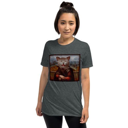 Mascochula camiseta mujer la gioconda personalizada con tu mascota gris oscuro thumbnail