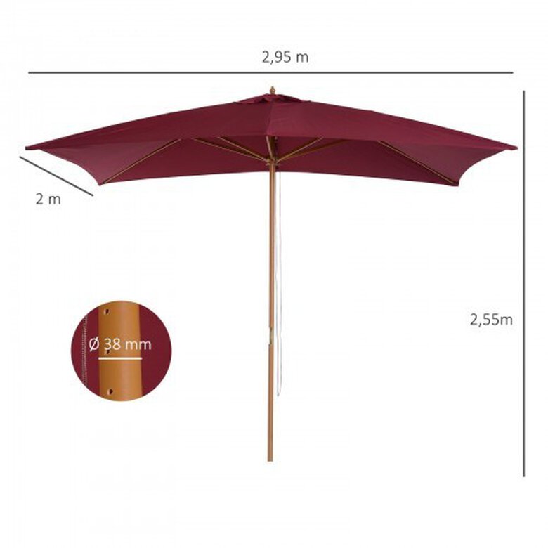 Sombrilla tipo parasol Outsunny color Vino, , large image number null