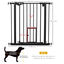 PawHut Barrera de Seguridad para Perros Barrera para Mascotas Extensible con Puerta Pequeño Cierre Automático y Sistema de Doble Bloqueo para Puerta Pasillo Escalera 74-80x76,2 cm Negro, , large indicador imagen numero 3