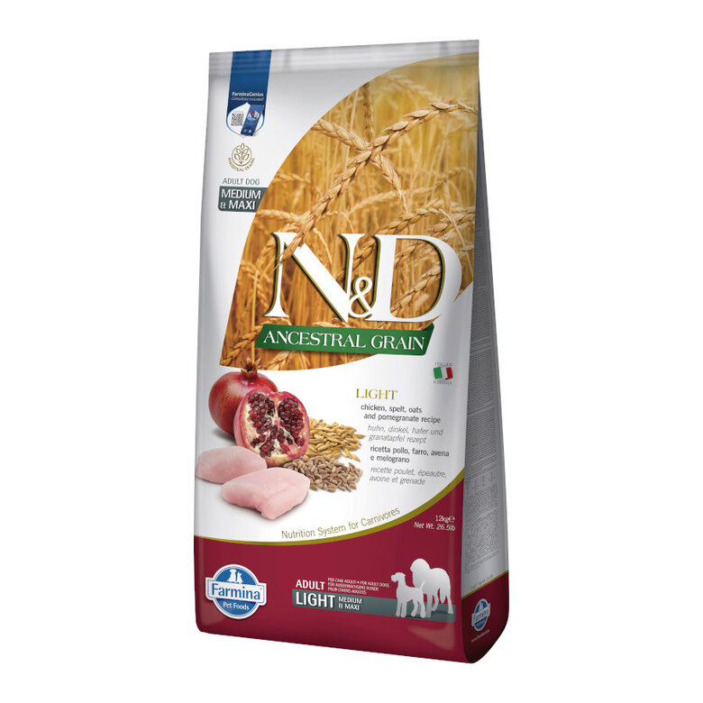 Farmina N&D Ancestral Grain Light Medium & Maxi Huhn, Dinkel, Hafer & Granatapfel