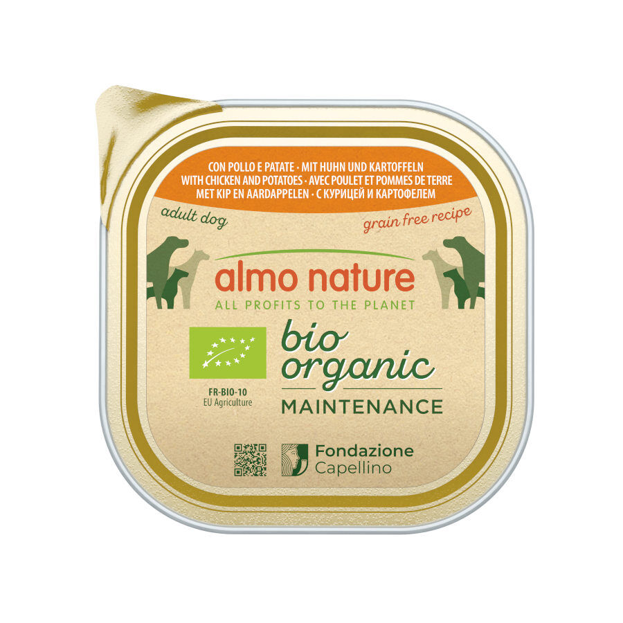 Almo Nature Bio Organic Maintenance Grain Free Pollo con Patatas tarrina para perros
