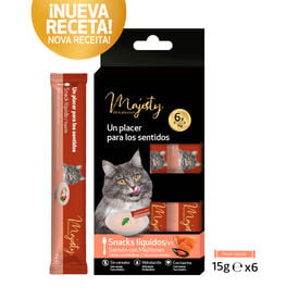 Majesty Salm&oacute;n con mejillones snack l&iacute;quido para gatos
