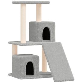 VidaXL Torre Rascador de felpa suave gris claro para gatos