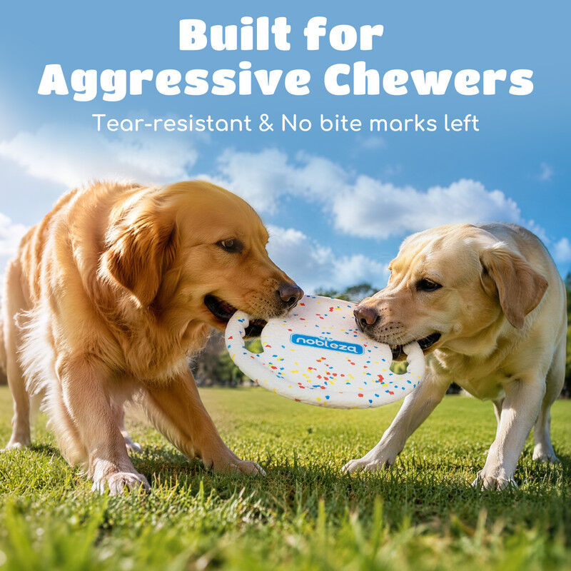 Nobleza Frisbee para Perros Pack de 2 &ndash; Disco Volador Interactivo de Goma E-TPU Indestructible y Ultraligero, Juguete Flotante y Limpiadientes para Adiestramiento en Playa y Parque &Oslash; 23 cm, , large Imagen numero 3