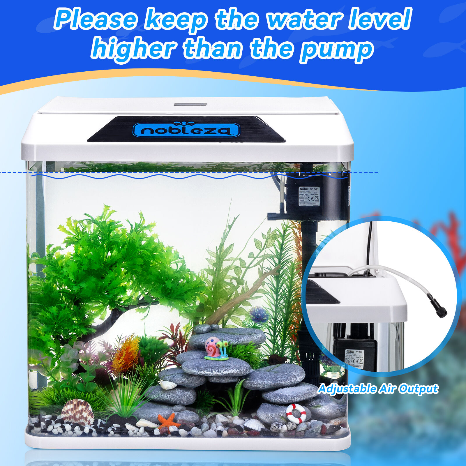 Nobleza Acuario blanco con iluminación para peces thumbnail