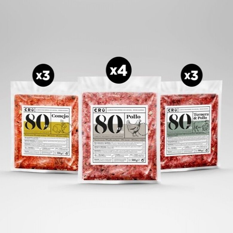 CRU carne natural mixta de pollo, ternera y conejo para perros, , large image number null