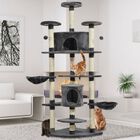 Pawhut árbol rascador y centro de juegos crema y gris para gatos, , large image number null