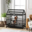 PawHut Jaula para Perros Grandes 123x74x125 cm Perrera Metálica con Ruedas Bandeja Extraíble Cerraduras 2 Puertas Frontal 1 Puerta en Techo y Marco de Acero Negro, , large indicador imagen numero 2