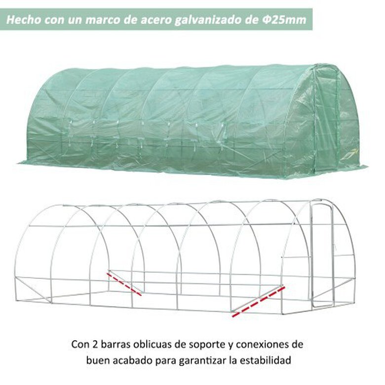Invernadero de jardines con 6 ventanas Outsunny color Verde, , large image number null