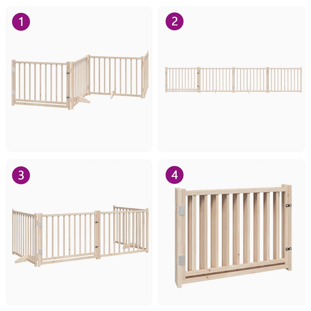 vidaXL Puerta para Perros Plegable Paneles Puerta Mascotas Madera de Álamo thumbnail