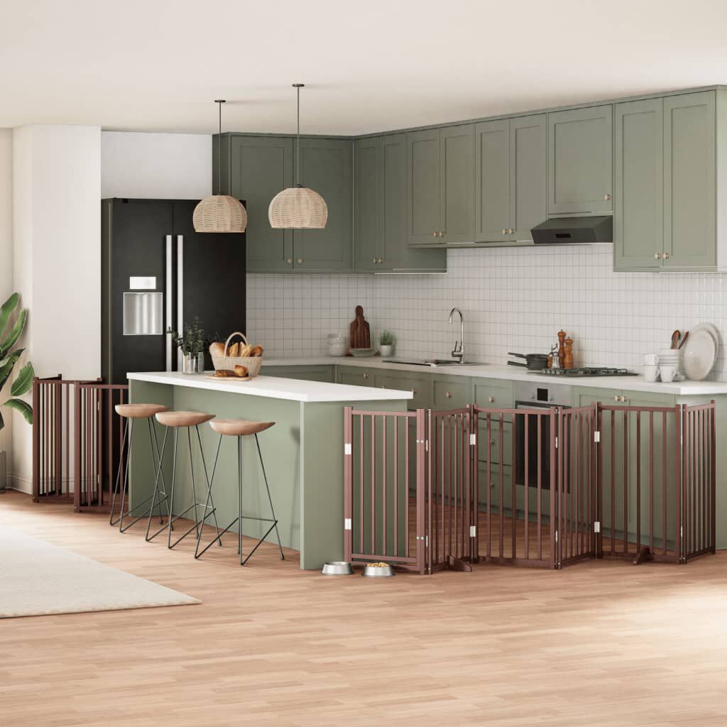 vidaXL Puerta para Perros Plegable Paneles Puerta de Seguridad Madera de &Aacute;lamo, , large Imagen numero 2