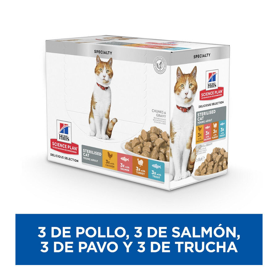 12 sobres x 85 g Hill's Science Plan Sterilised Carne y Pescado sobre para gatos , , large Imagen numero 3