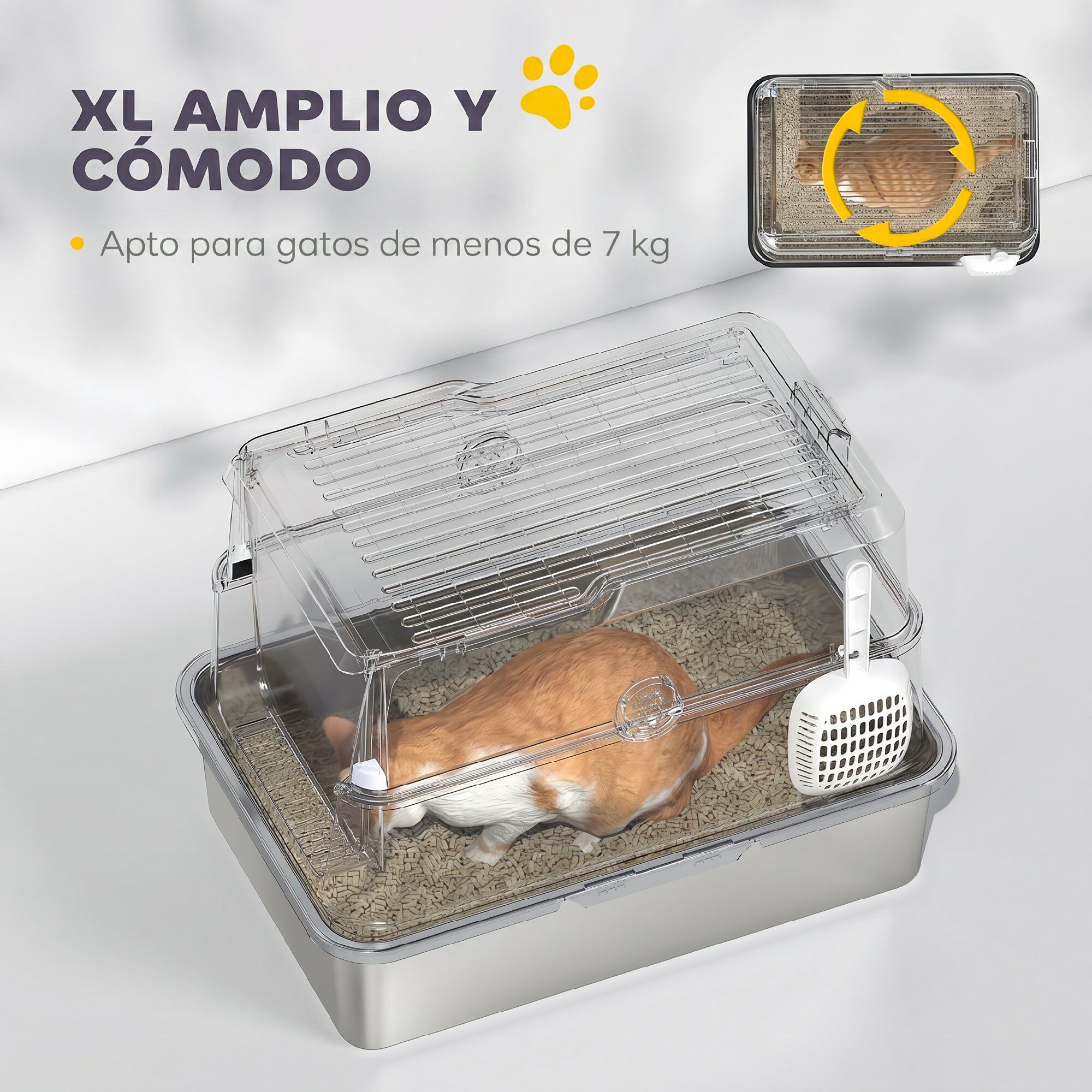 PawHut Arenero para Gato Gris Claro, , large Imagen numero 5