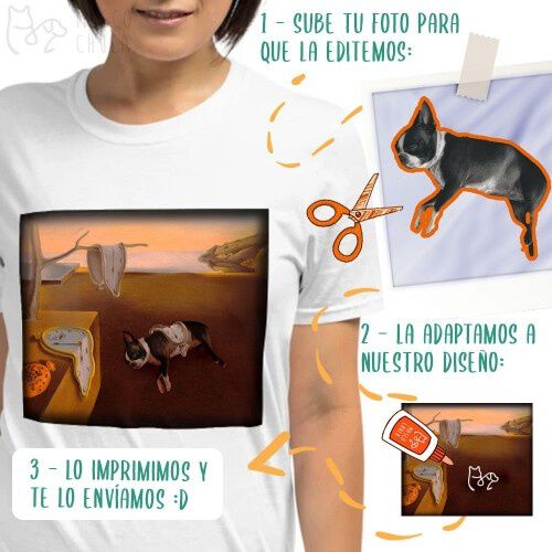 Mascochula camiseta mujer mola dalí personalizada con tu mascota azul marino thumbnail