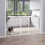 PawHut Barrera para Perros de Acero Valla para Mascotas Plegable de 3 Paneles con Doble Cerradura y Función de Bloqueo Auxiliar para Puerta Pasillo Escalera 206x90 cm Blanco, , large indicador imagen numero 2
