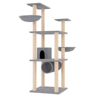vidaXL Rascador con Postes de Sisal Gris Claro 141 cm para gatos