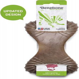 Juguete mordedor Benebone Dental Chew Bacon color Marrón