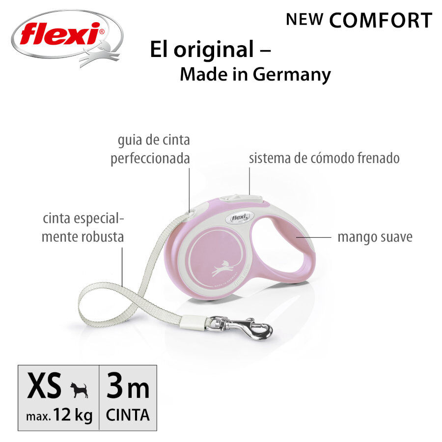 Flexi New Comfort Correa Extensible Rosa para perros thumbnail
