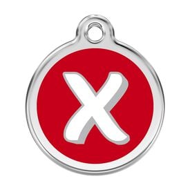 Red Dingo Placa identificativa Acero Inoxidable Esmalte Alfabeto Letra X Rojo para perros