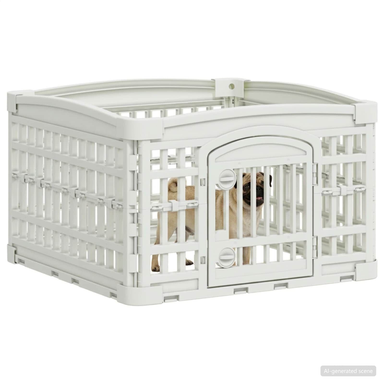 vidaXL Parque para Perros de 4 Paneles 60 x 60 x 38 cm Pl&aacute;stico Blanco, , large Imagen numero 3