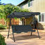 Outsunny Columpio Balancín de Jardín Exterior de 3 Plazas con Cojín Techo Ajustable y Marco de Acero para Balcón Terraza Patio Carga Máx. 200 kg 172x110x153 cm Gris, , large indicador imagen numero 2