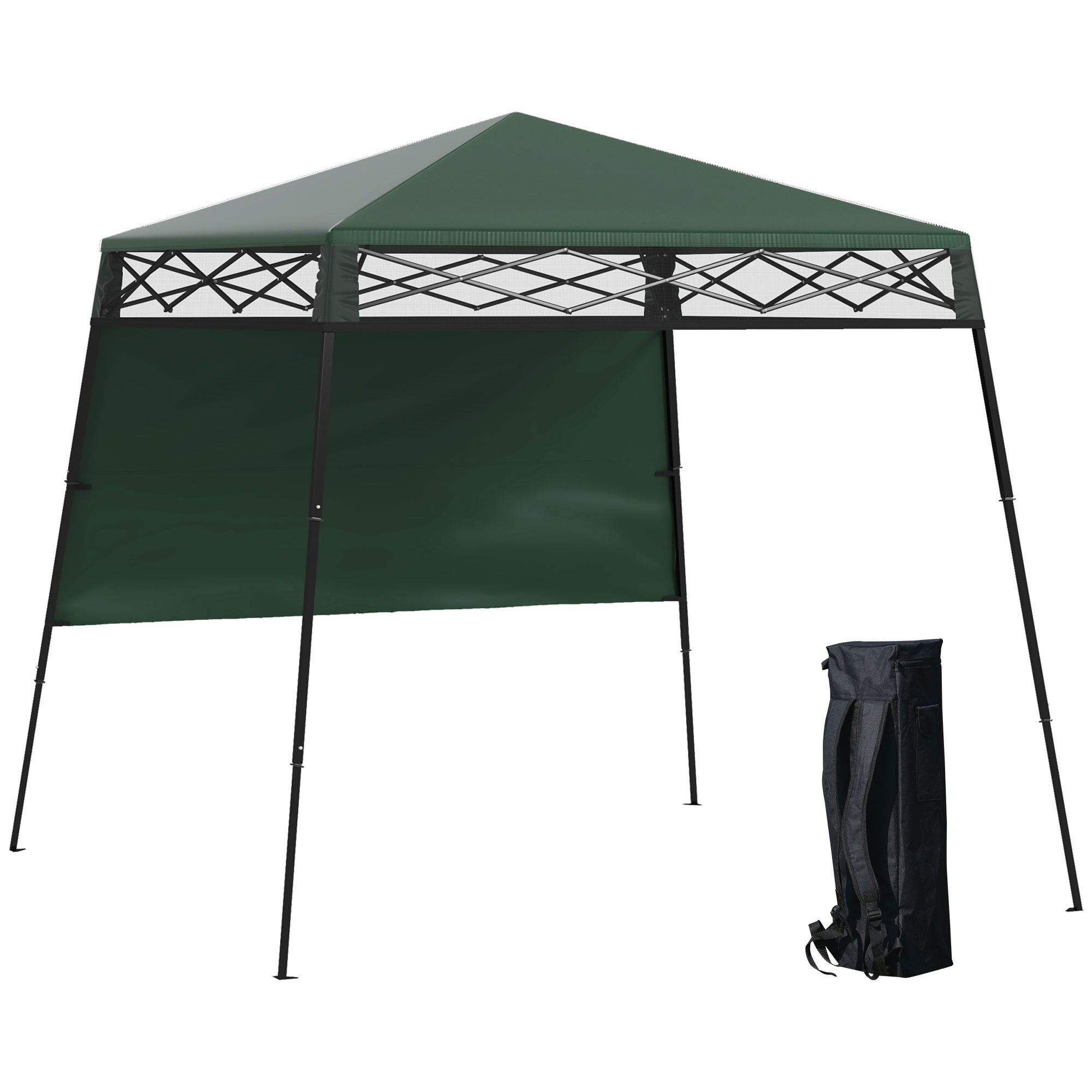 Outsunny Carpa Plegable 220x220x200 cm Cenador Plegable con 1 Pared Lateral Bolsa de Transporte Impermeable y Protecci&oacute;n UV50+ para Jard&iacute;n Patio Verde, , large Imagen numero 1