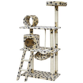 Rascador para gatos 140 cm con una casa de diferentes modelos y colores