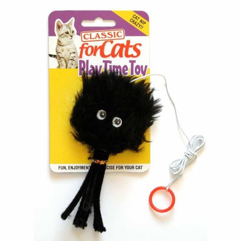 Araña negra de juguete con catnip para gatos, , large image number null