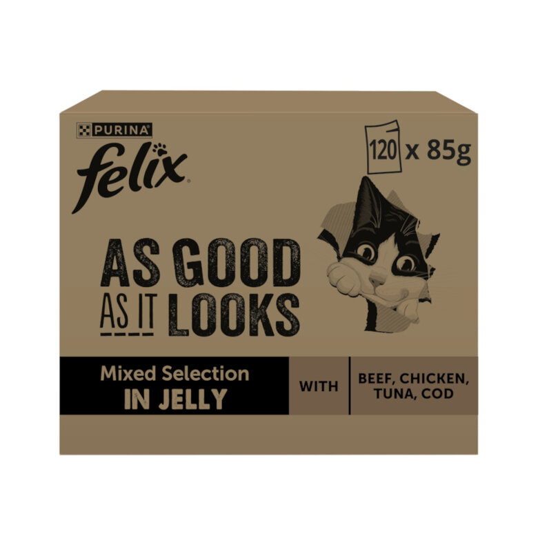 120 sobres x 85 g Felix Fantastic Selección de Sabores en Gelatina Sobre para gatos