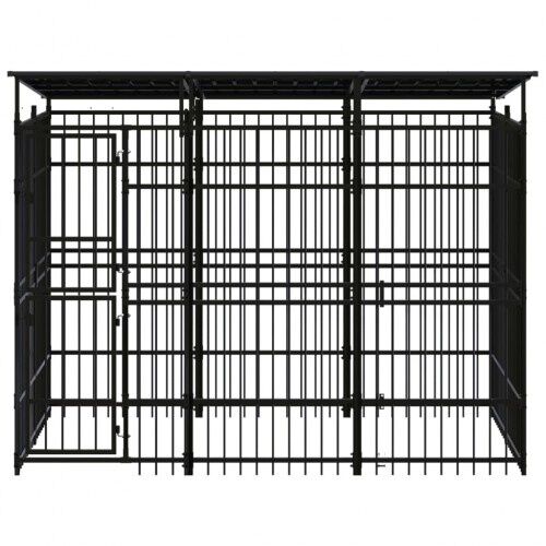 Vidaxl perrera con malla alrededor negra para perros, , large Imagen numero 6