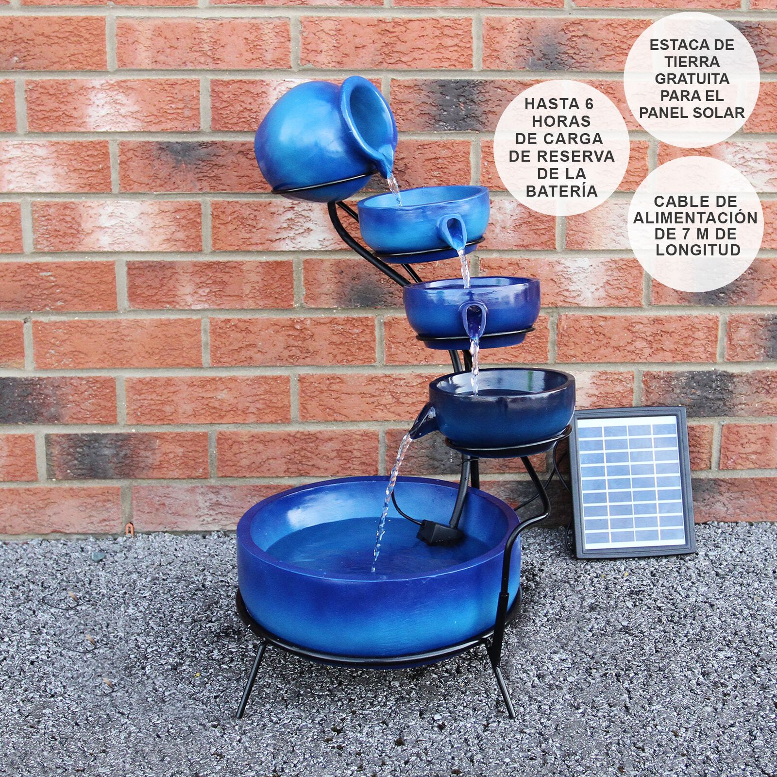 Fuente de Agua Bebedero para Gatos con Energ&iacute;a Solar - Azul, , large Imagen numero 5