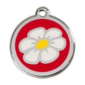 Red Dingo Placa identificativa Acero Inoxidable Esmalte Margarita Rojo para perros