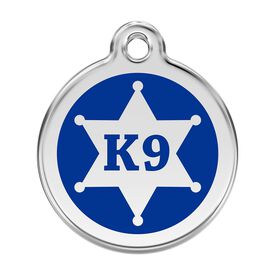 Red Dingo Placa identificativa Acero Inoxidable Esmalte Alguacil Azul para perros