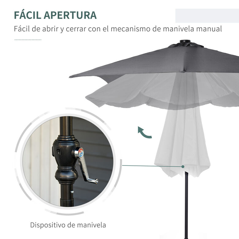 Outsunny Sombrilla de Jardín Gris Oscuro para hogar thumbnail